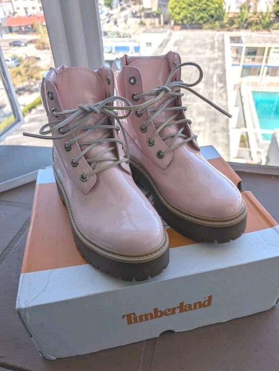 Timberland Shoes - Timberland pink patent Women’s Sz 8.5 Stone Street 6 Inch Lace Waterproof Boots